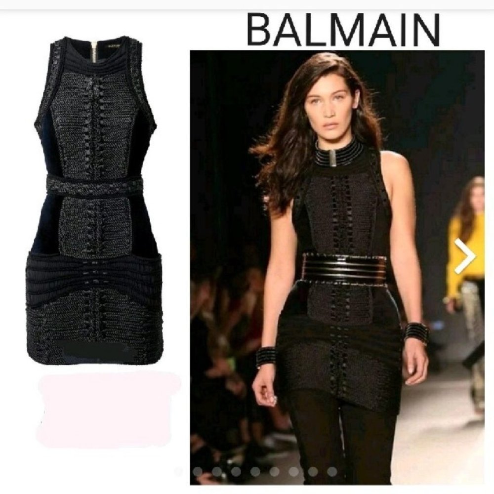 Balmain x H&M Black Velvet Rope Sleeveless Mini Dress US 6 and 8